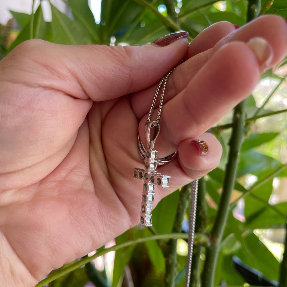 Sterling Silver CZ Cross Chain - Picture 8 of 14